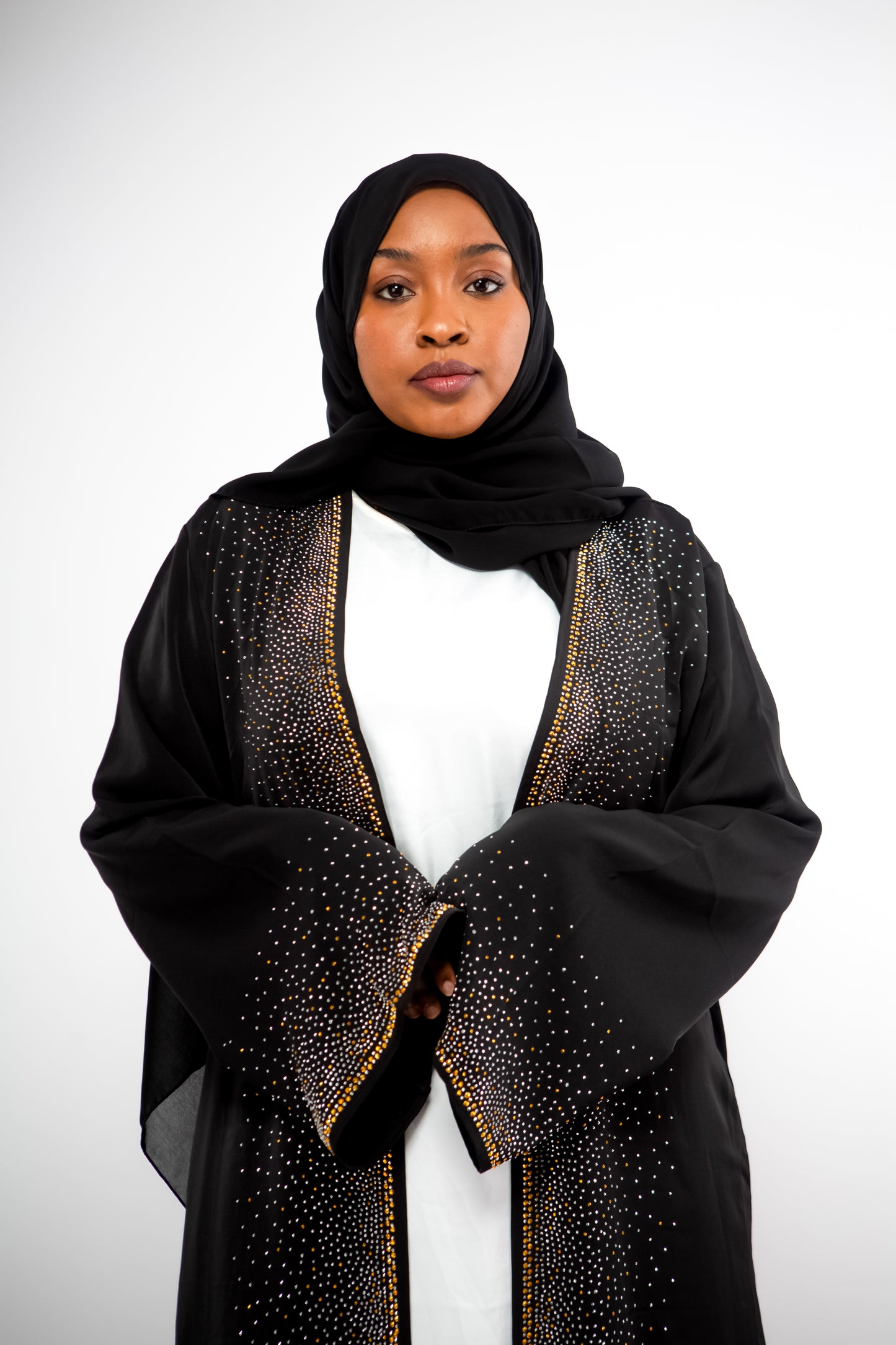 Rhinestones Open Abaya