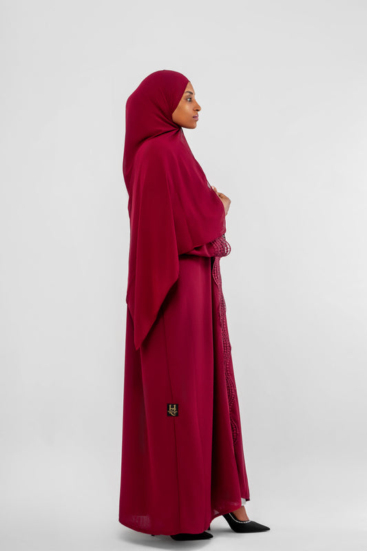 Marron Amar lace abaya
