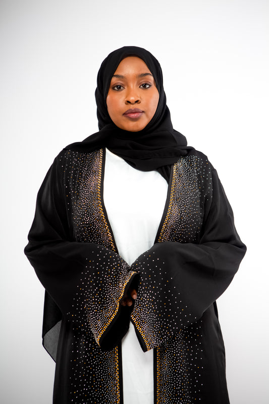 Rhinestones Open Abaya