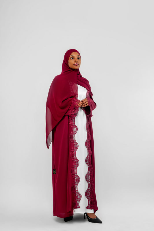 Marron Amar lace abaya